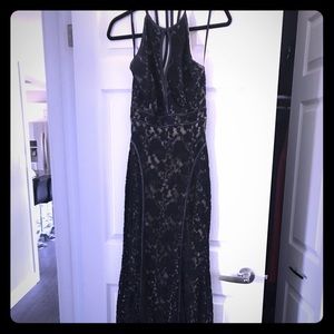 Black Lace Floor Length Dress from Yaya’s